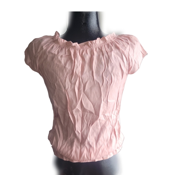 Dynamite Pink Ruffled Short Sleeve Top S - Picture 6 of 7